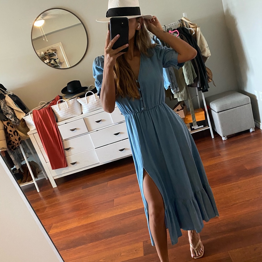 Zara • Button up Denim Sundress • XS